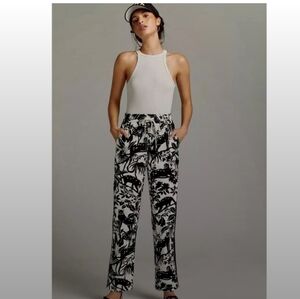 Anthropologie Black and White Printed Track Pants